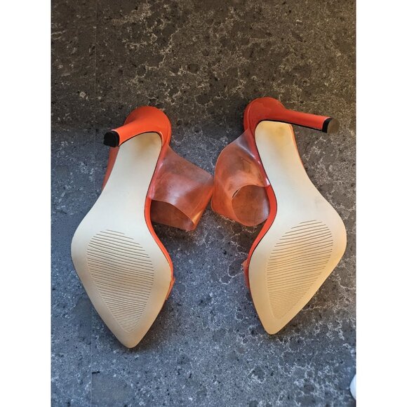 Vivianly Orange Transparent Pointed Toe Heels Sandals Strap Stiletto Heels - Picture 7 of 12